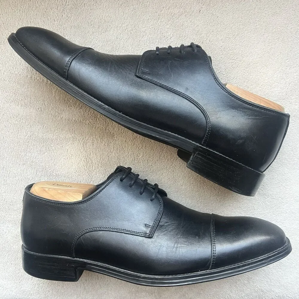 Charles Tyrwhitt‎ Black Leather Cap Toe Oxford Dress Shoes Men's 8 Lace Up Work